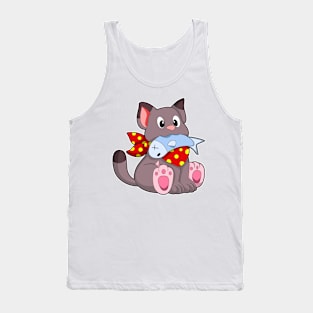 Cat with Ribbon & Fish Tank Top